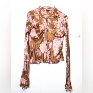 Vintage Olivier Strelli Beaded Floral Shirt D Size 42